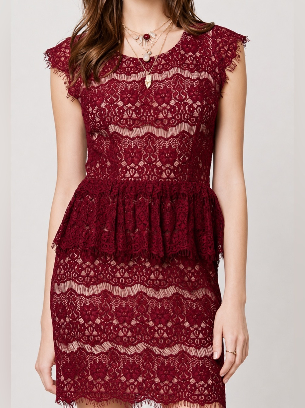 Maeve Elsa lace peplum dress, small